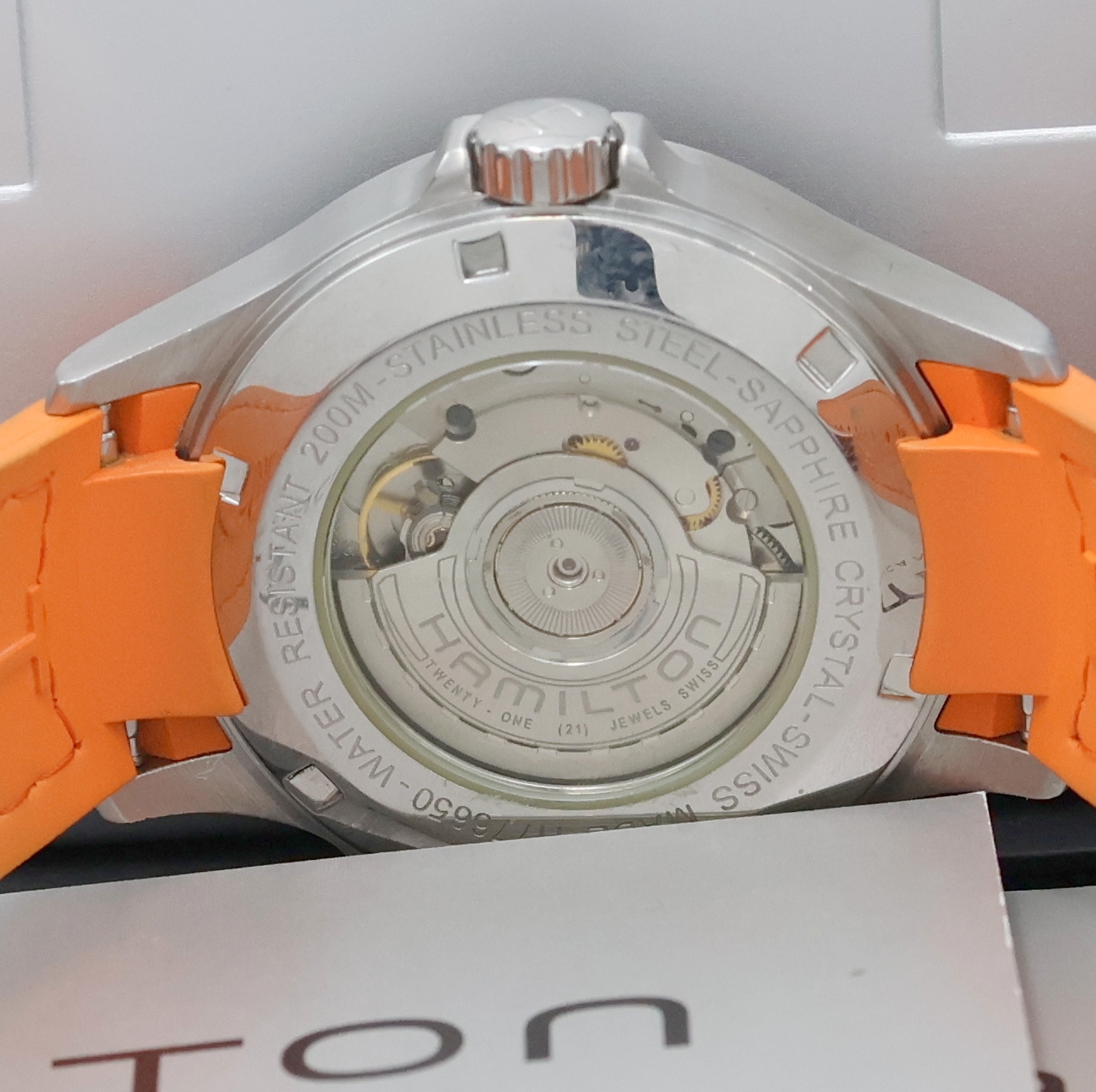 Detail g: HAMILTON Fliegerarmbanduhr Modell Khaki Air Race Referenz H776650, Automatik, Edelstahlgeh. inkl. orig. Kautschukband m. orig. Dornschl., beids. ...