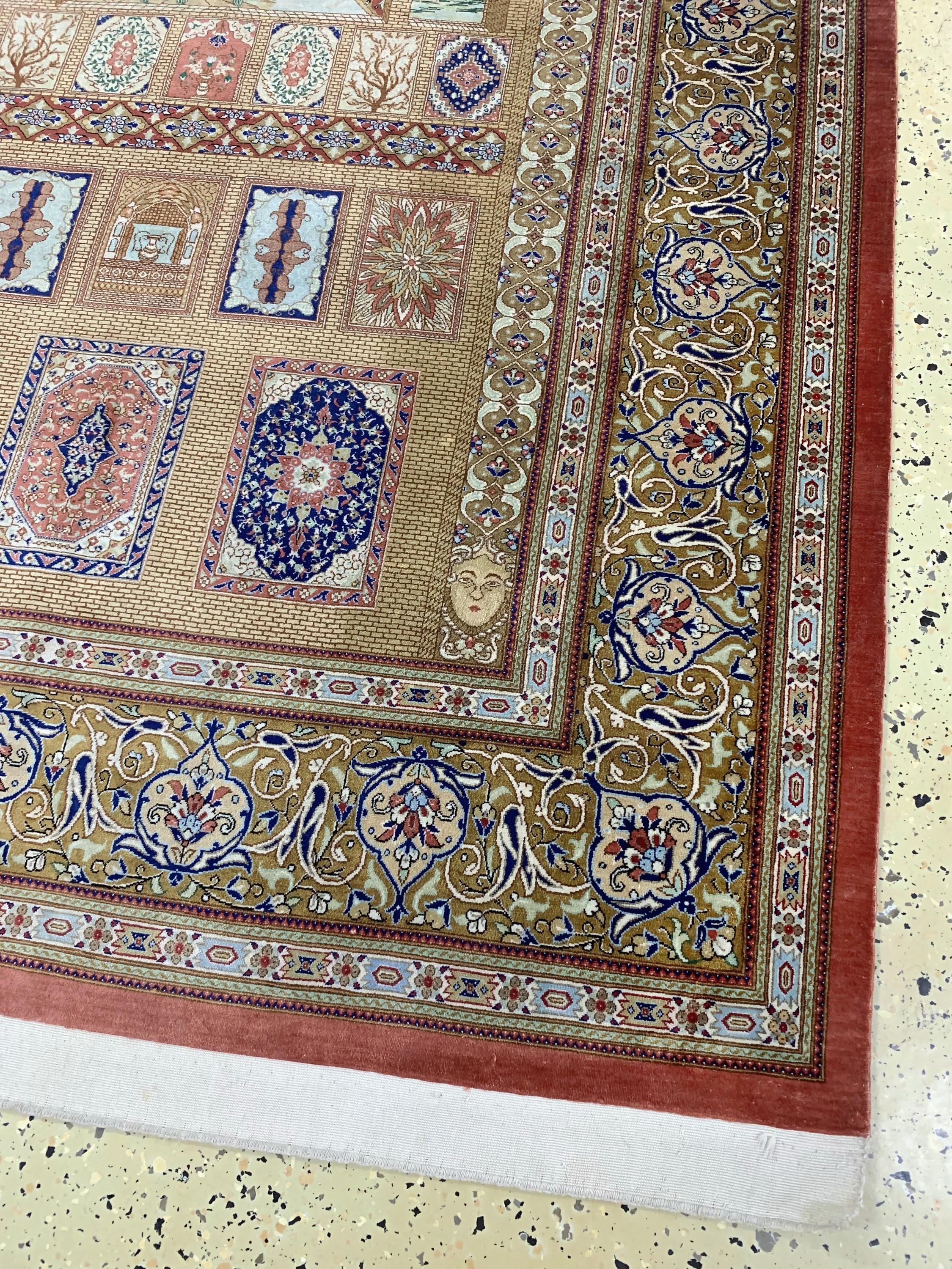 Detail a: Ghom Seide fein Persien, signiert"Sadeghi",Ende 20.Jhd, reine Naturseide, ca. 195 x 128 cm, ca. 1,0 Mio. Kn/qm, EHZ: 1-2