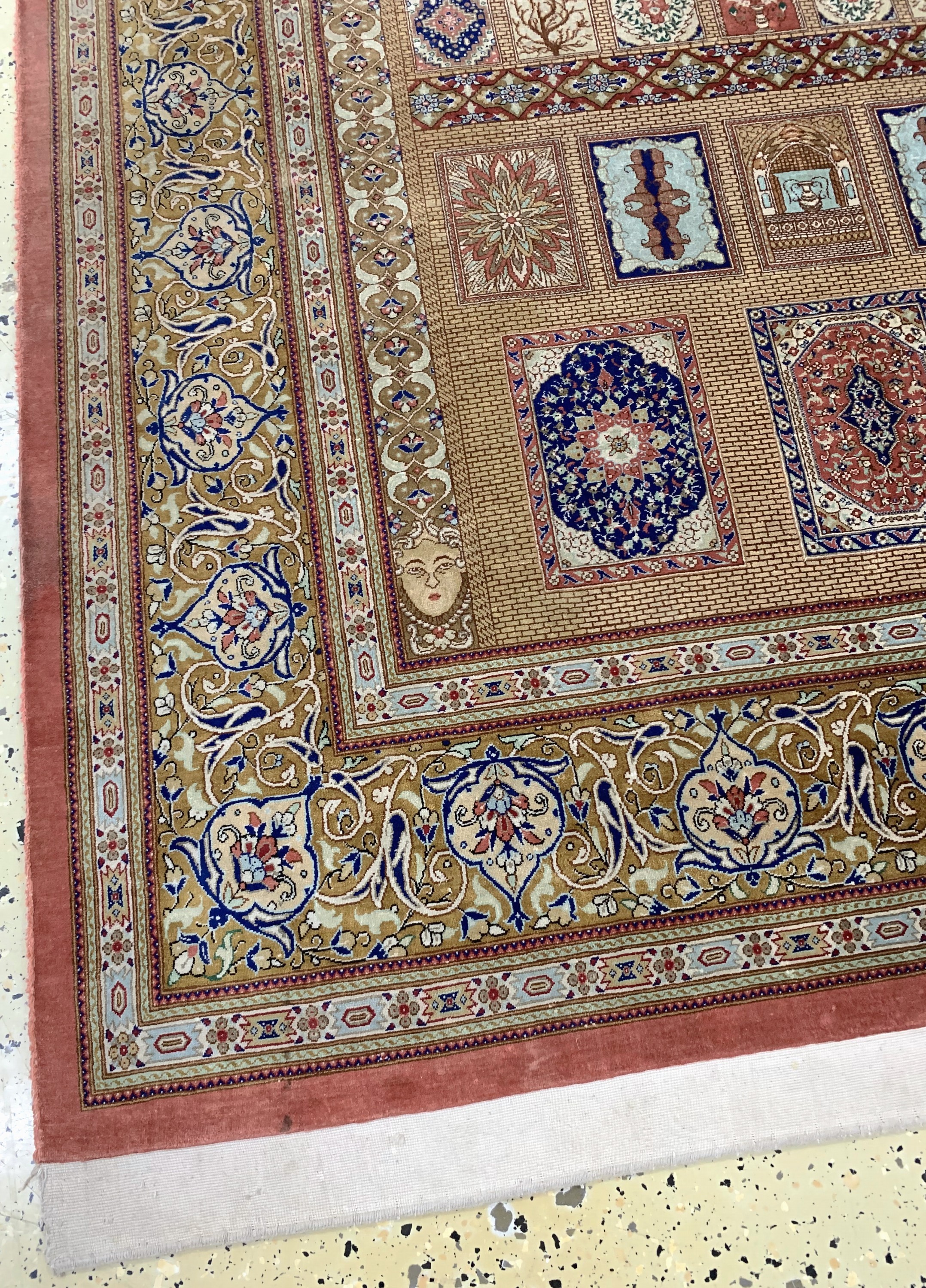 Detail b: Ghom Seide fein Persien, signiert"Sadeghi",Ende 20.Jhd, reine Naturseide, ca. 195 x 128 cm, ca. 1,0 Mio. Kn/qm, EHZ: 1-2