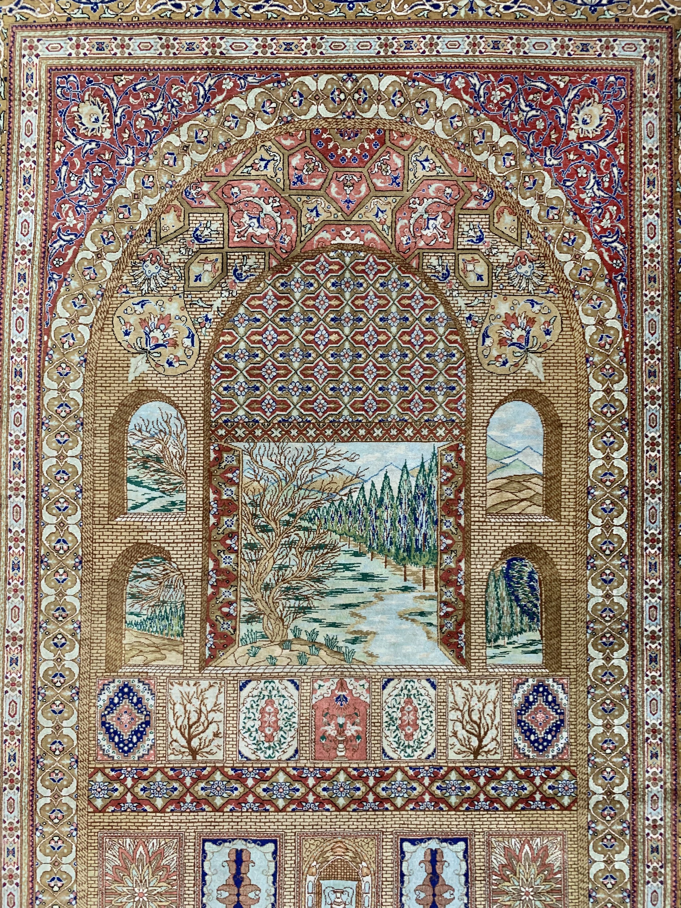 Detail d: Ghom Seide fein Persien, signiert"Sadeghi",Ende 20.Jhd, reine Naturseide, ca. 195 x 128 cm, ca. 1,0 Mio. Kn/qm, EHZ: 1-2