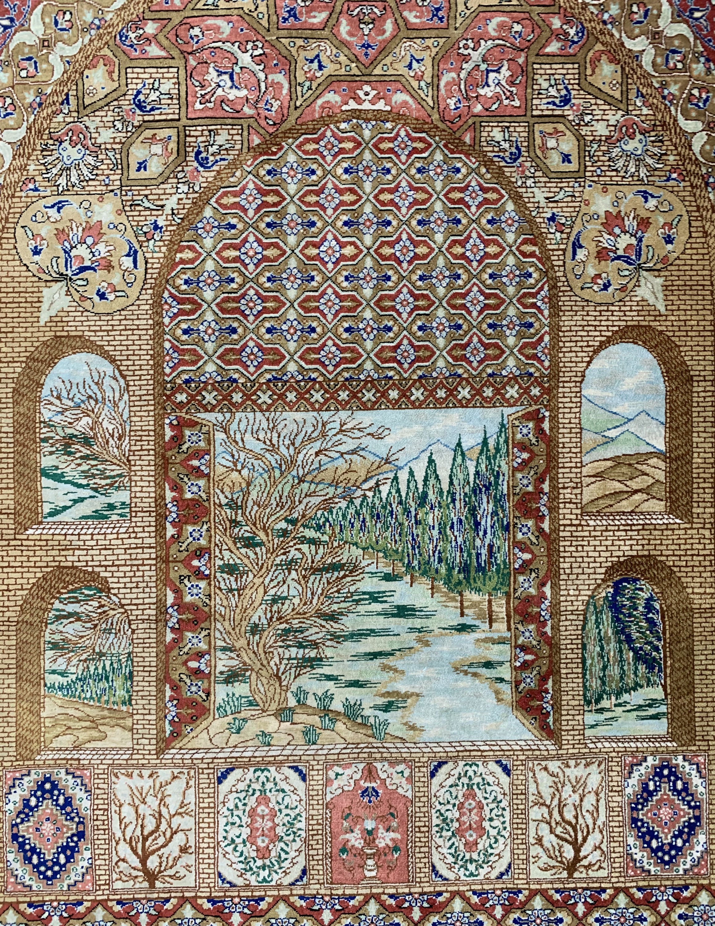 Detail e: Ghom Seide fein Persien, signiert"Sadeghi",Ende 20.Jhd, reine Naturseide, ca. 195 x 128 cm, ca. 1,0 Mio. Kn/qm, EHZ: 1-2