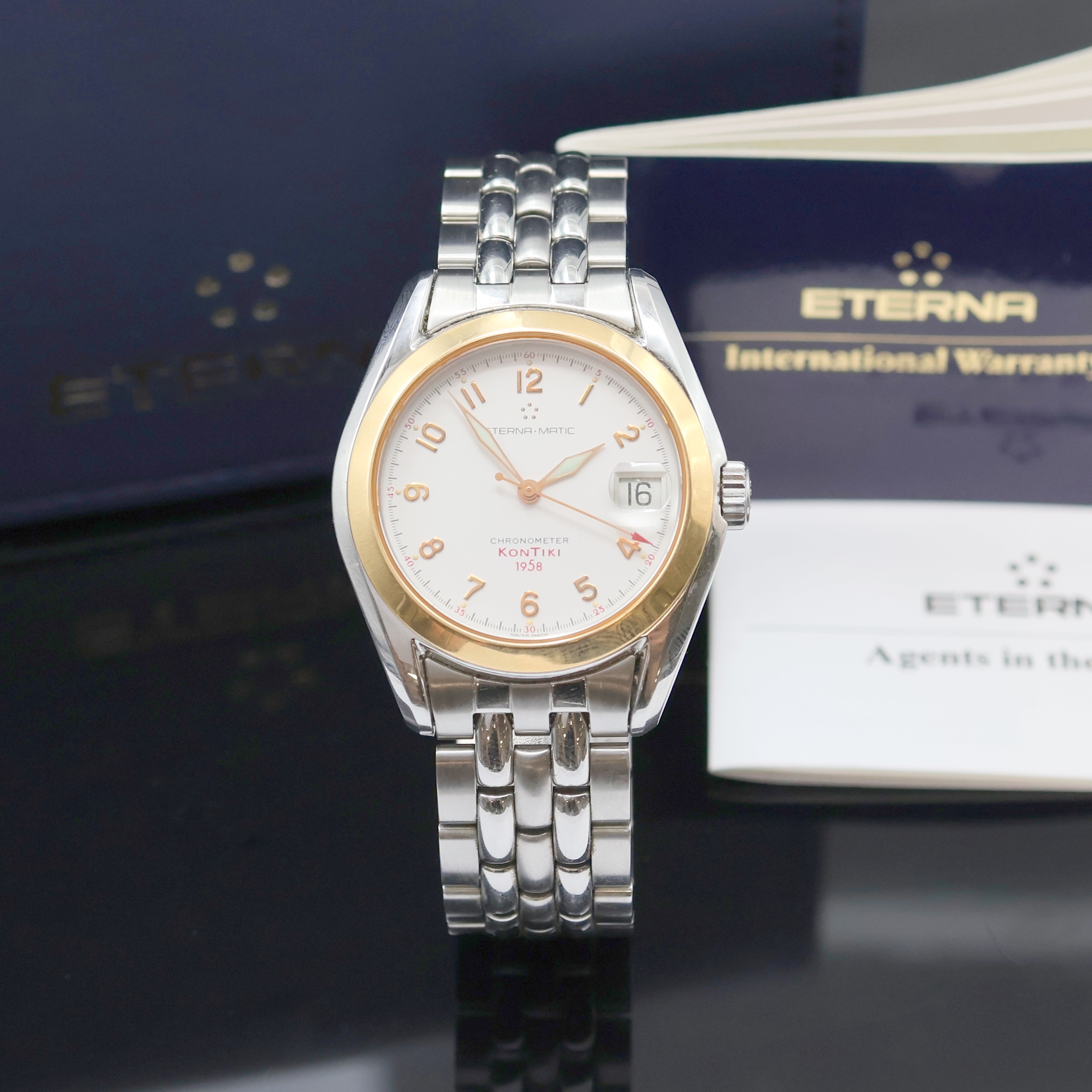 Image 27001043 - ETERNA seltene Herrenarmbanduhr Chronometer Kontiki 1958 Referenz 1573.47, Automatik, ...