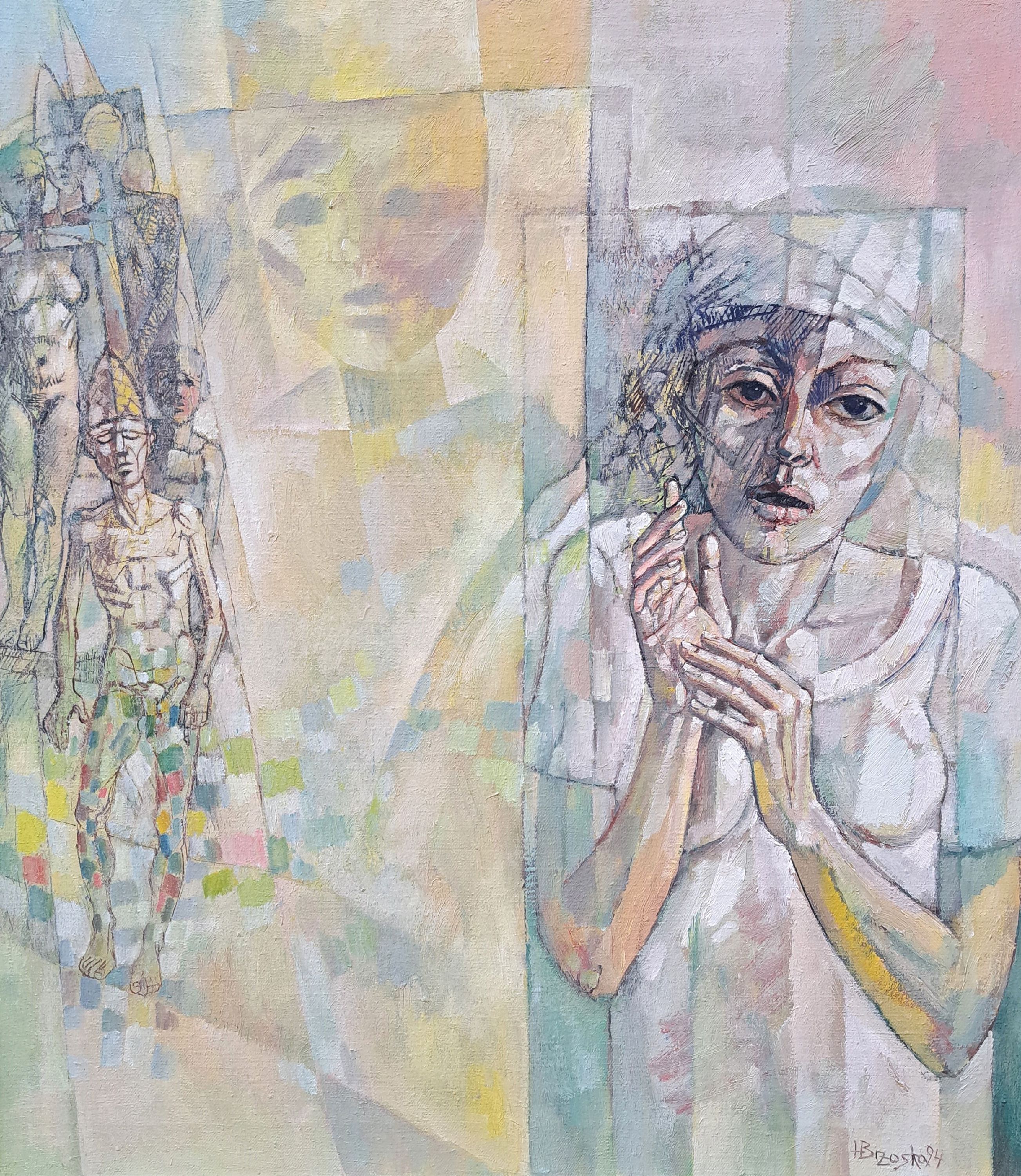 Detail k: Heinz Brzoska, 1942 Kattowitz-2015 Ludwigshafen, "Die Frage", 1994, Harzöl/Lwd,signiert und datiert, verso Künstleretikett, ...