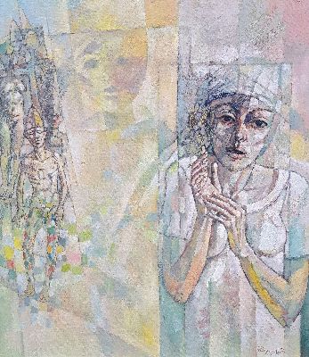 27001397k - Heinz Brzoska, 1942 Kattowitz-2015 Ludwigshafen, ´Die Frage´, 1994, Harzöl/Lwd,signiert ...