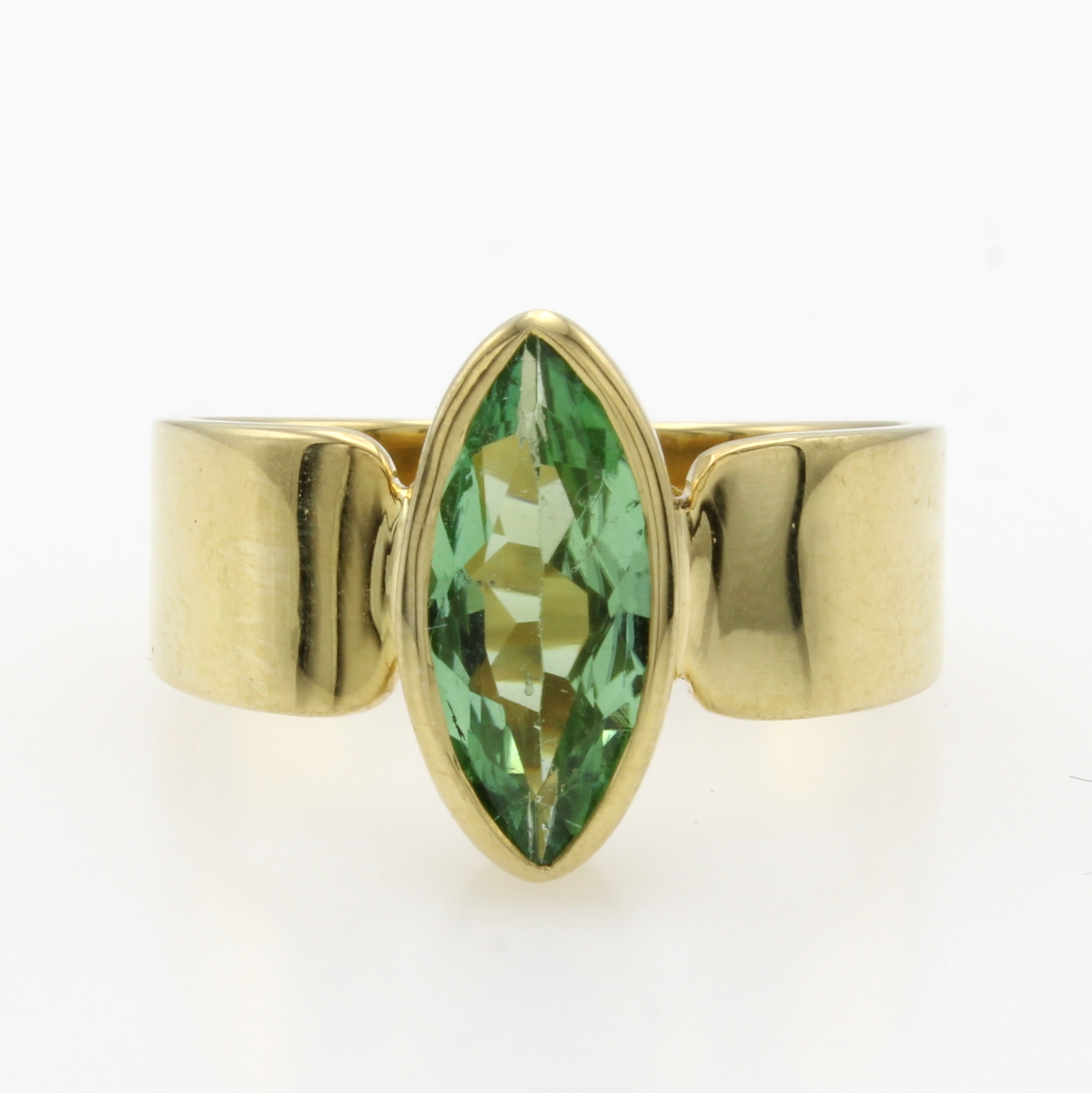 Image 27001545 - Ring mit Turmalin, GG 585/000, navettef., grüner Turmalin ca. 2 ct, RW ca. 60 ...