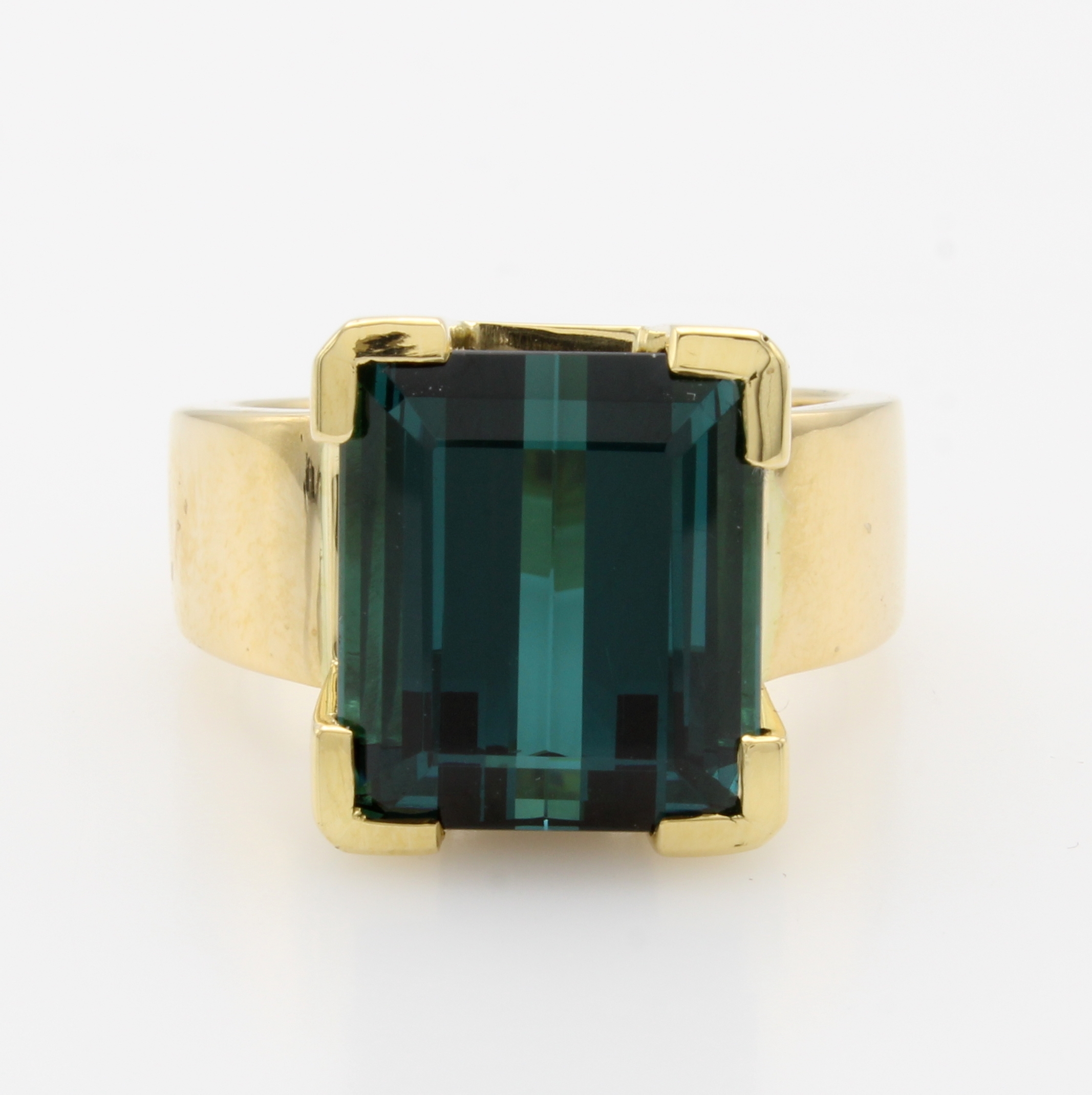 Image 27001546 - Ring mit Turmalin, GG 750/000, rechteckiger, grüner-petrolfarb. Turmalin in breiter ...