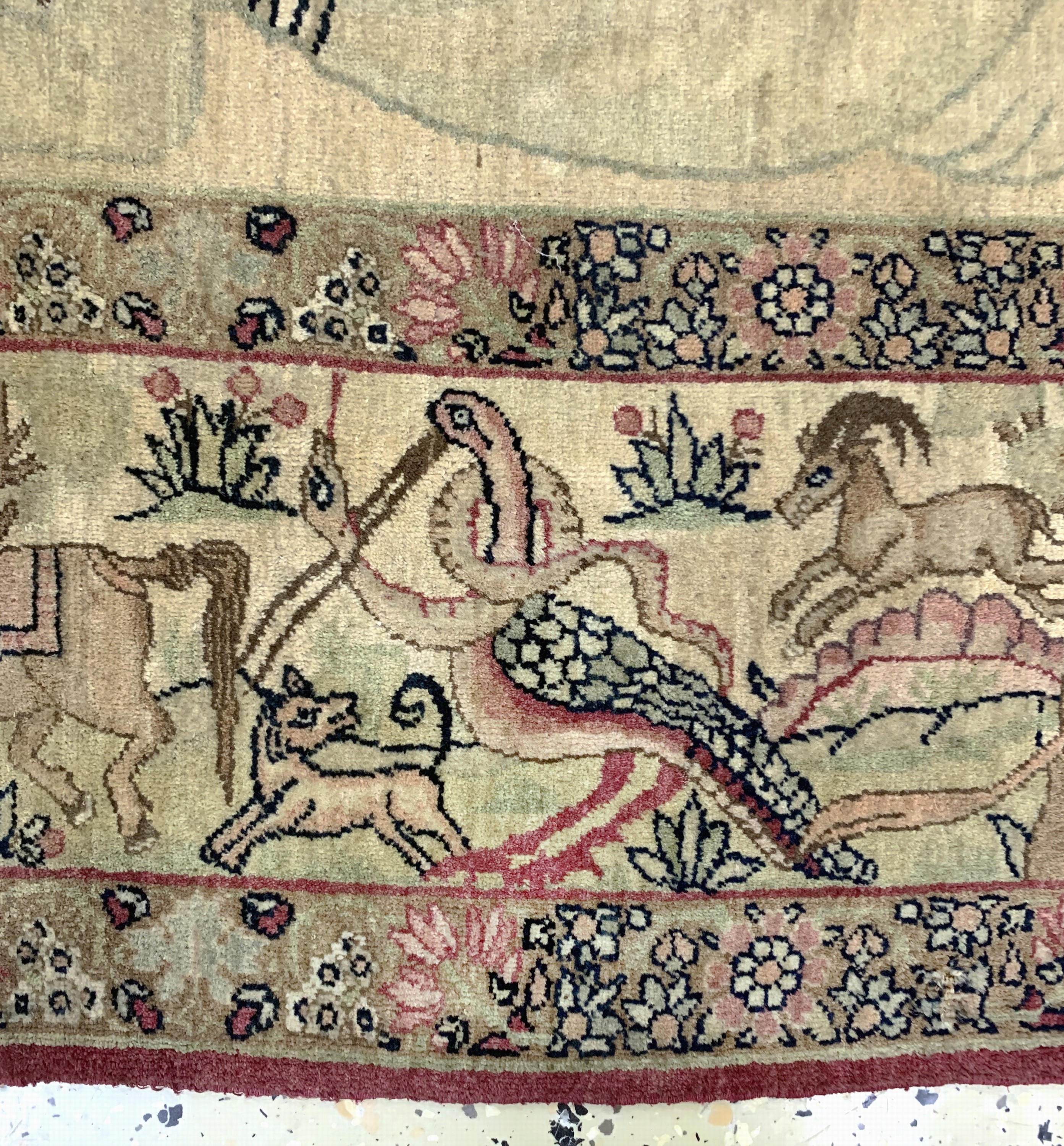 Detail f: Antiker Kerman"Ravar", Persien, 19.Jhd, Wolle auf Baumwolle, ca. 230 x 142 cm, EHZ: 2(König Teimur Kourkani).