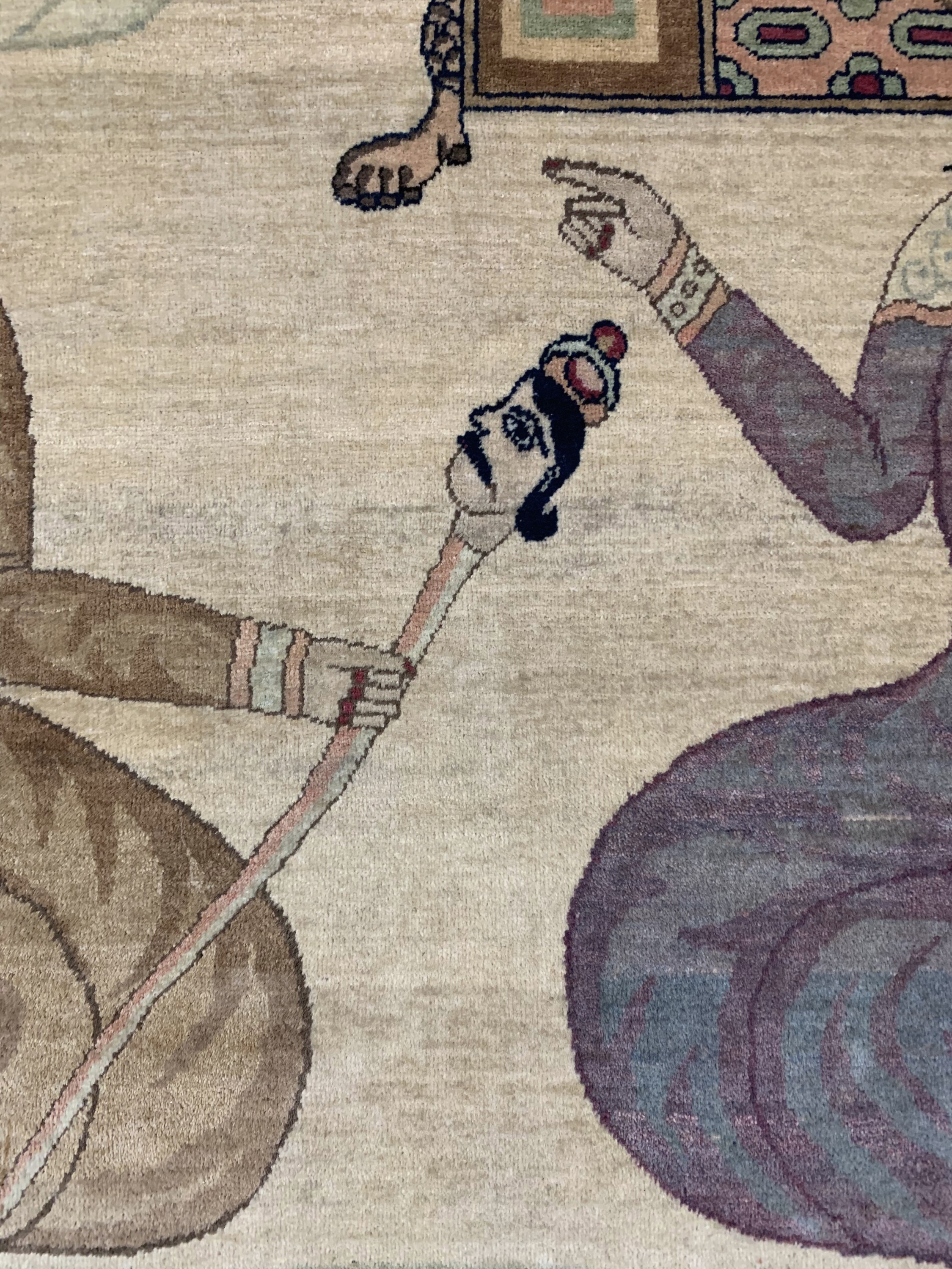 Detail g: Antiker Kerman"Ravar", Persien, 19.Jhd, Wolle auf Baumwolle, ca. 230 x 142 cm, EHZ: 2(König Teimur Kourkani).