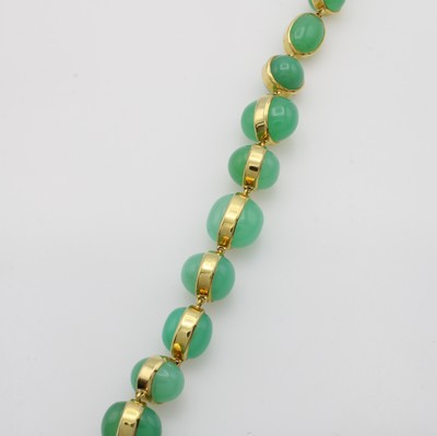 Image Armband mit Chrysoprasen, GG 585/000, ovale u. runde Chrysoprascabochons, ...