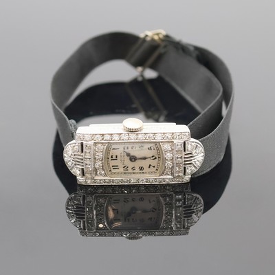 Image GRUEN Precision Art-Deco Damenarmbanduhr in Platin mit Diamanten, Schweiz um 1930, ...