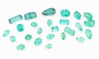 Image Lot 25 lose facett. Apatite, zus. ca. 28.22 ct, Neonblau/Paraibafarben, 1 x Tropfen 1.86 ...