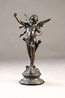 Image Large figure after Auguste Moreau, angel, electroplated, height with base approx. 72 cm, ...