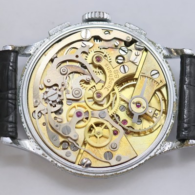 27002194f - JUNGHANS Schaltradchronograph mit Kaliber 88, Deutschland um 1950, Handaufzug, verchr. ...