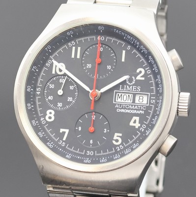 27002197a - LIMES Armbandchronograph in Stahl, Schweiz um 2000, Automatik, beids. vergl. Geh., Boden ...