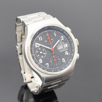 27002197b - LIMES Armbandchronograph in Stahl, Schweiz um 2000, Automatik, beids. vergl. Geh., Boden ...