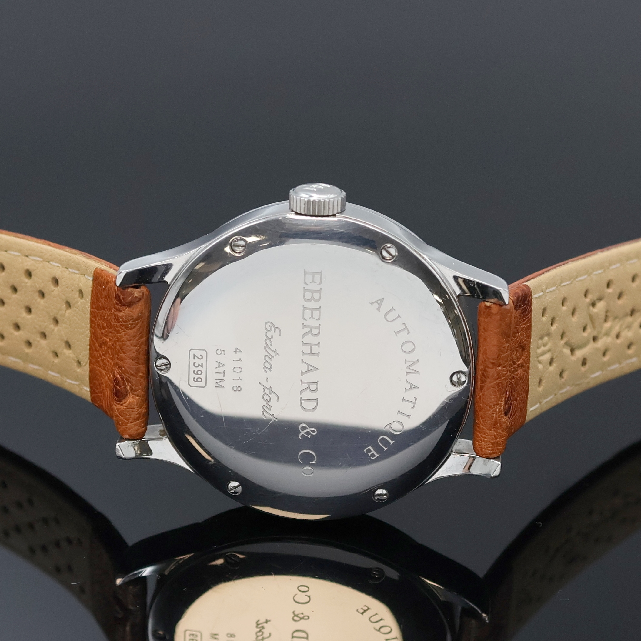 Detail c: EBERHARD & CO Armbanduhr Extra-fort Referenz 41018, Schweiz um 2005, Automatik, Edelstahlgeh., Boden 6-fach verschr., Krone verschr., silb. Zifferbl. ...