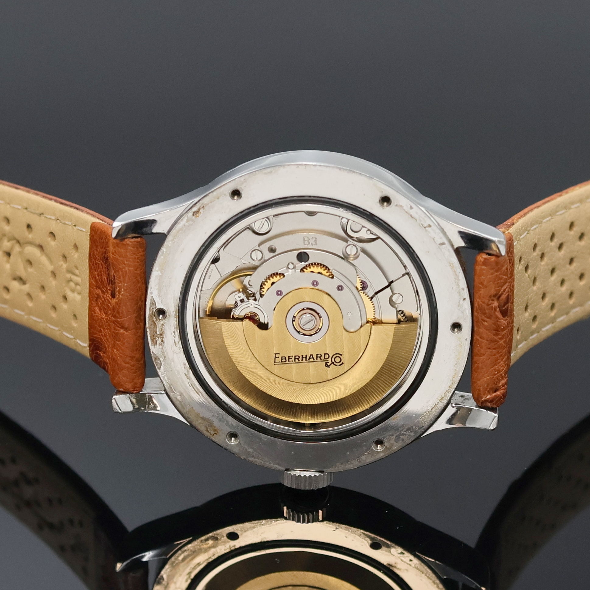 Detail e: EBERHARD & CO Armbanduhr Extra-fort Referenz 41018, Schweiz um 2005, Automatik, Edelstahlgeh., Boden 6-fach verschr., Krone verschr., silb. Zifferbl. ...