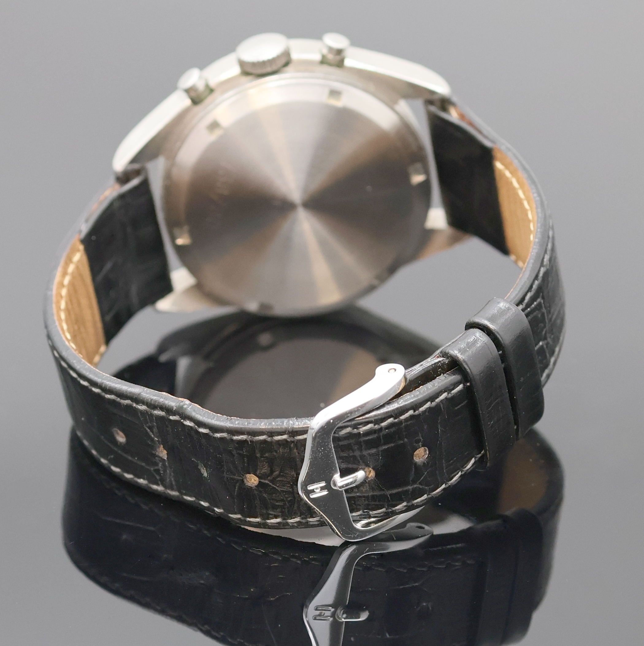 Detail c: CWC Militärischer Armbandchronograph für die Britische Royal Navy, Schweiz um 1980, Handaufzug, Edelstahlgeh., Boden m. Versorgungsnummer u. Broad ...