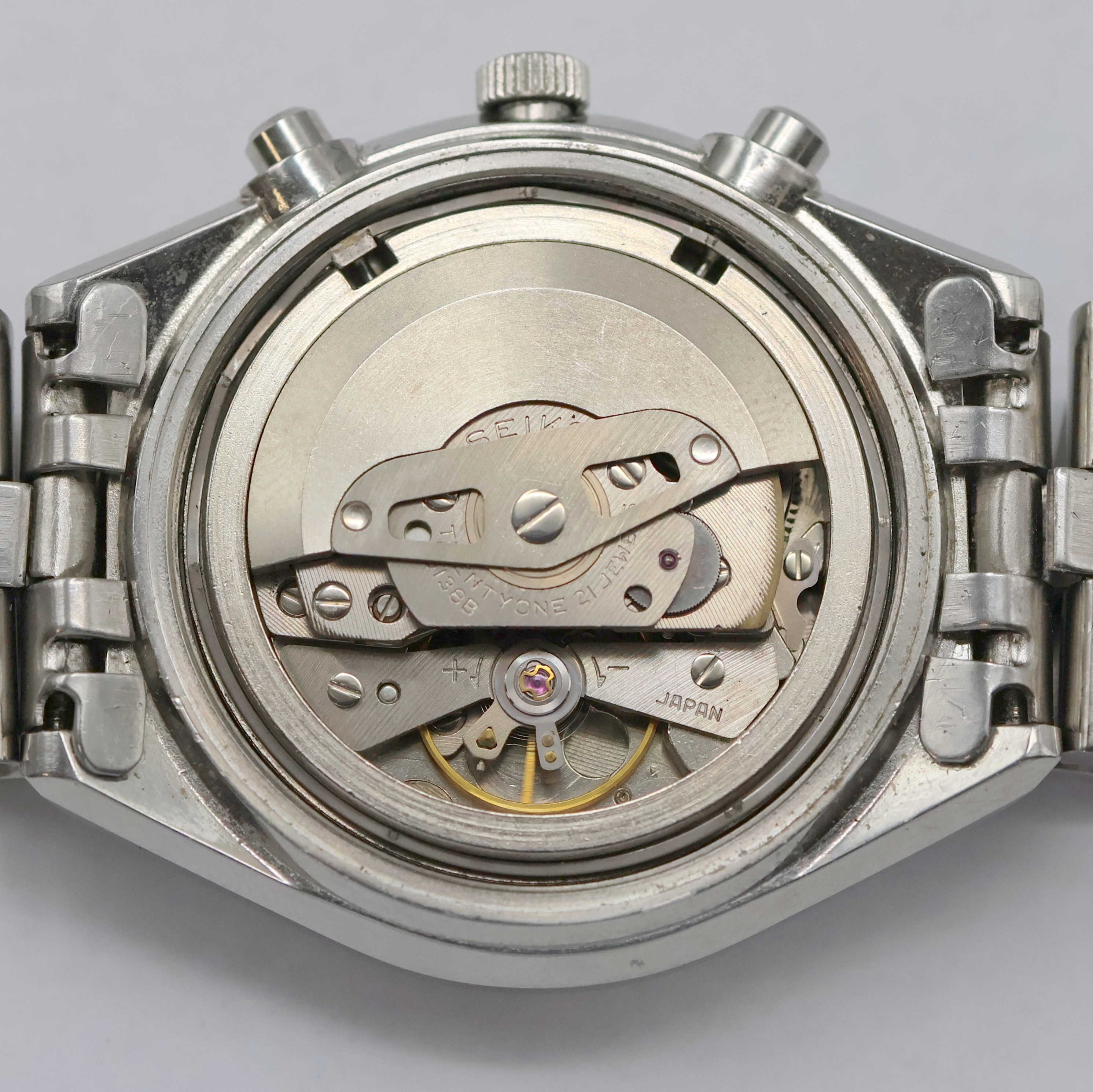 Detail g: SEIKO Jumbo Armbandchronograph Referenz 6138- 3002, Japan um 1975, Automatik, Edelstahlgeh. inkl. orig. Gliederband m. Faltschl., Boden u. Krone ...