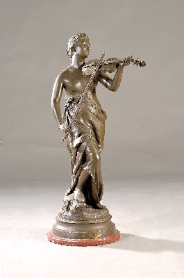 Image Large metall figure, France, Georges, Delperier (1865-1936), Regule, red marble pedestal, ...