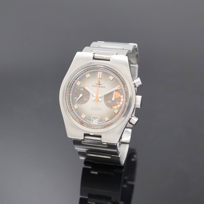 Image DUGENA Armbandchronograph Referenz 157, Schweiz um 1970, Handaufzug, Edelstahlgeh. inkl. ...