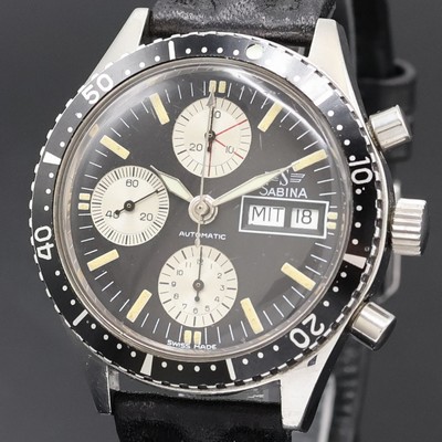 27002319a - SABINA Armbandchronograph in Stahl, Schweiz um 1970, Automatik, Boden verschr., Lünette ...
