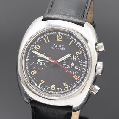 27002392a - AERO Neuchatel Armbandchronograph in Stahl, Schweiz um 1975, Handaufzug, Boden verschr., ...