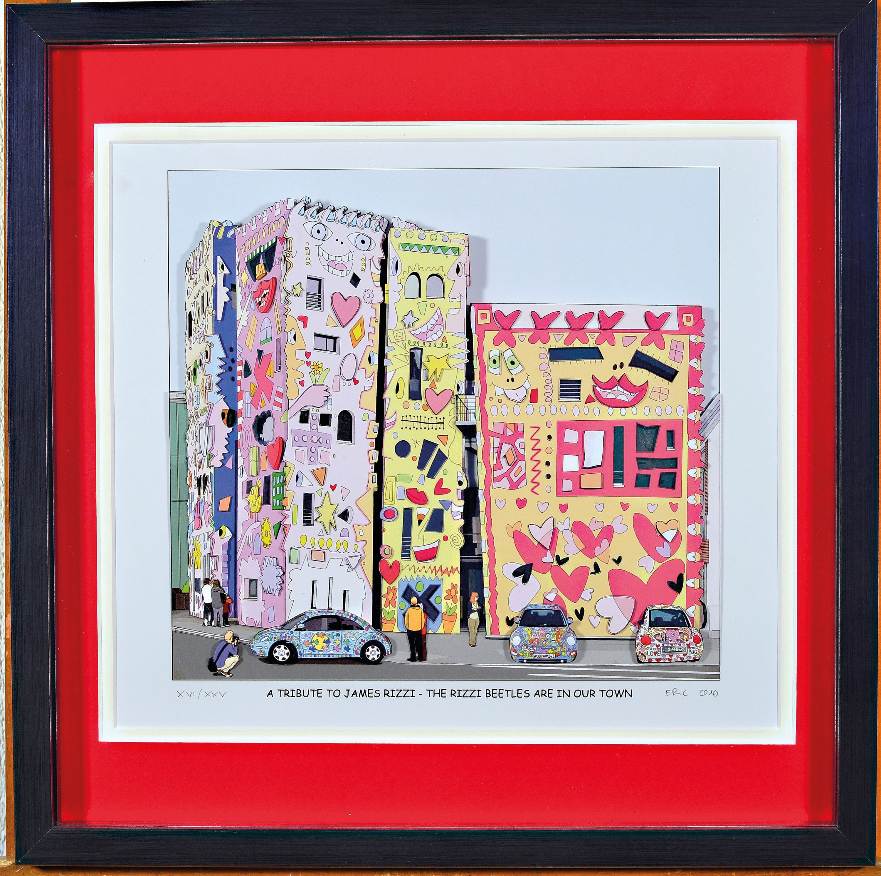 Detail k: Rob Eric, 1954-2013, Tribute to James Rizzi,The Rizzi Beetles are in our town, 3D-Grafik, sign. und dat. 2010, num. XVI/XXV, ca. 25x27cm, PP, u.Gl., ...