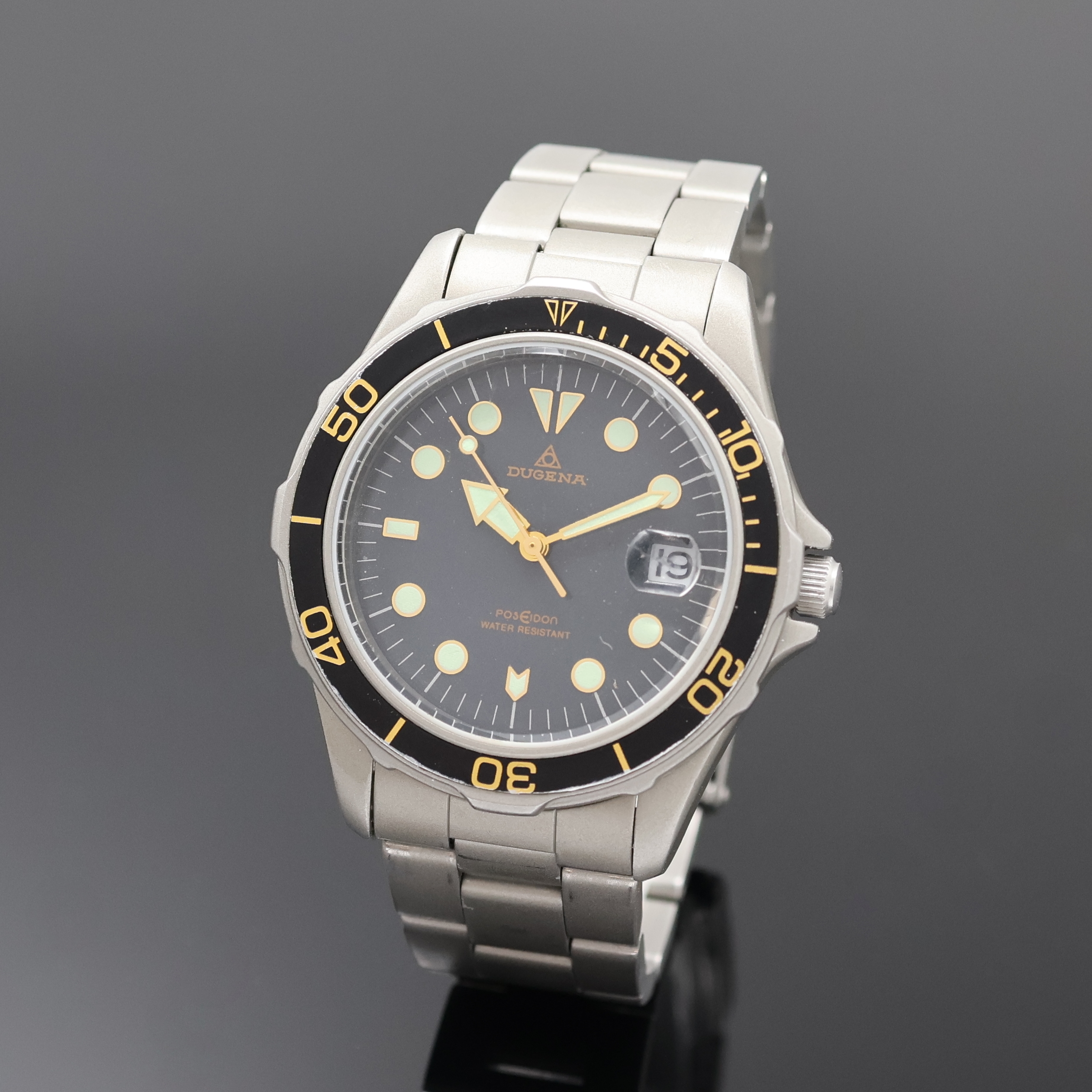 Image 27002407 - DUGENA Poseidon Armbanduhr in Stahl, Schweiz 1980er Jahre, Automatik, Boden u. Krone ...