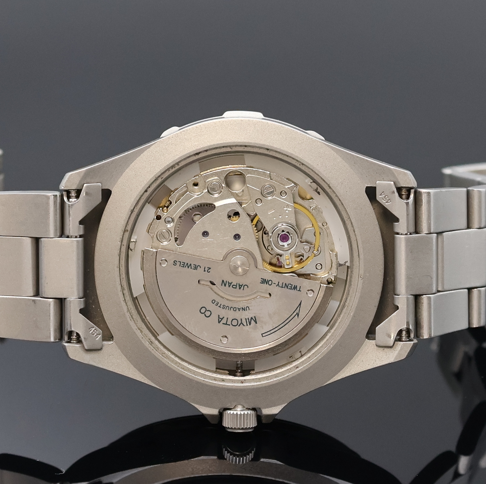 Detail f: DUGENA Poseidon Armbanduhr in Stahl, Schweiz 1980er Jahre, Automatik, Boden u. Krone verschr., orig. Gliederband m. Faltschl., Tauchverlängerung, ...