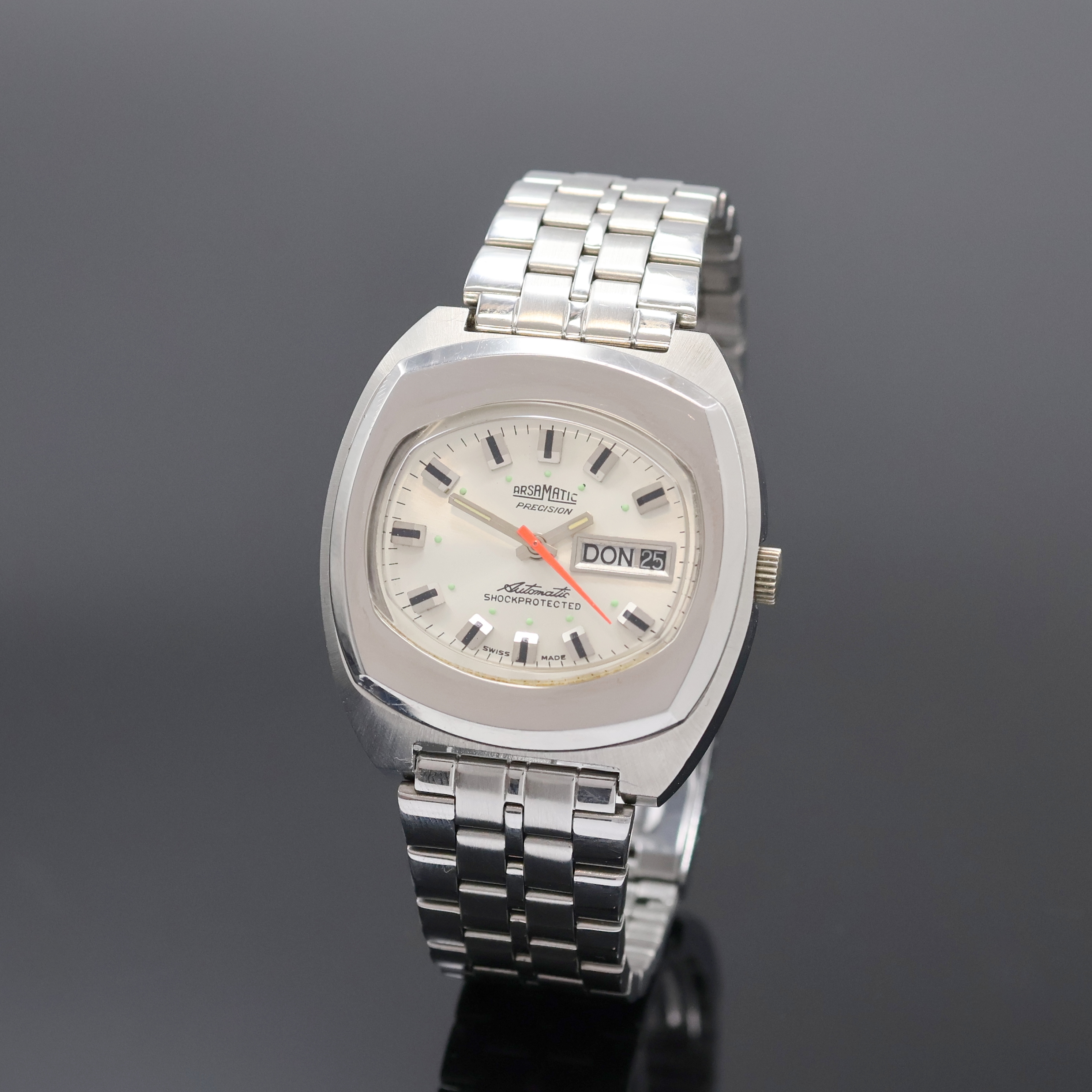 Image 27002420 - ARSA-MATIC Precision Herrenarmbanduhr in Stahl, Schweiz um 1970, Automatik, Boden ...