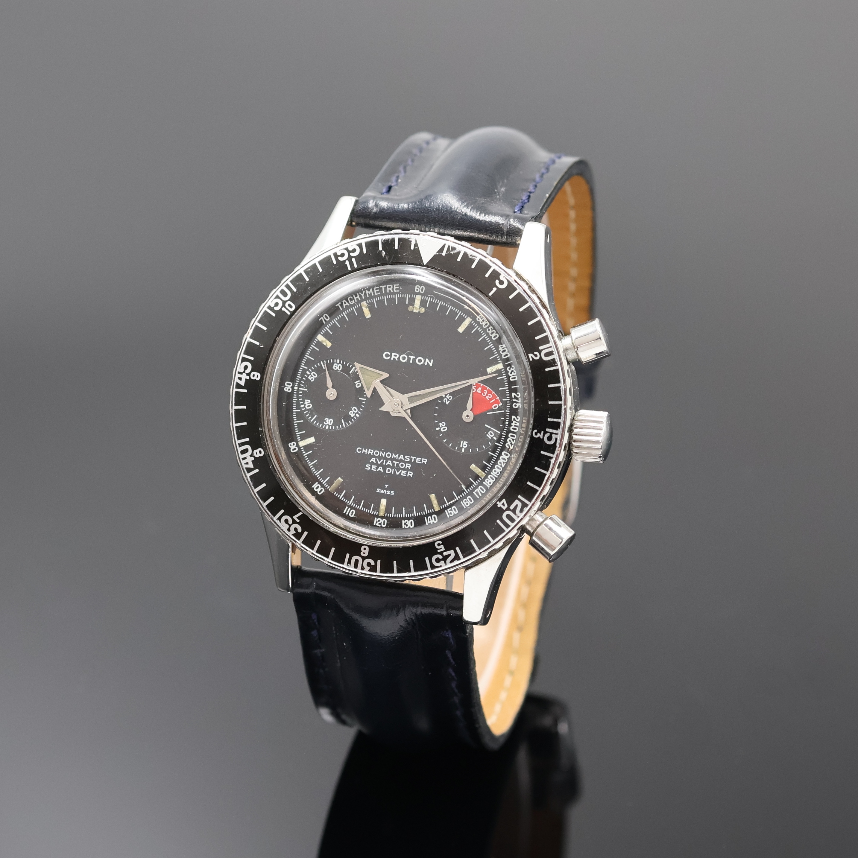 Image 27002440 - CROTON Chronomaster Aviator Sea Diver Armbandchronograph in Stahl, Schweiz 1960er Jahre, ...