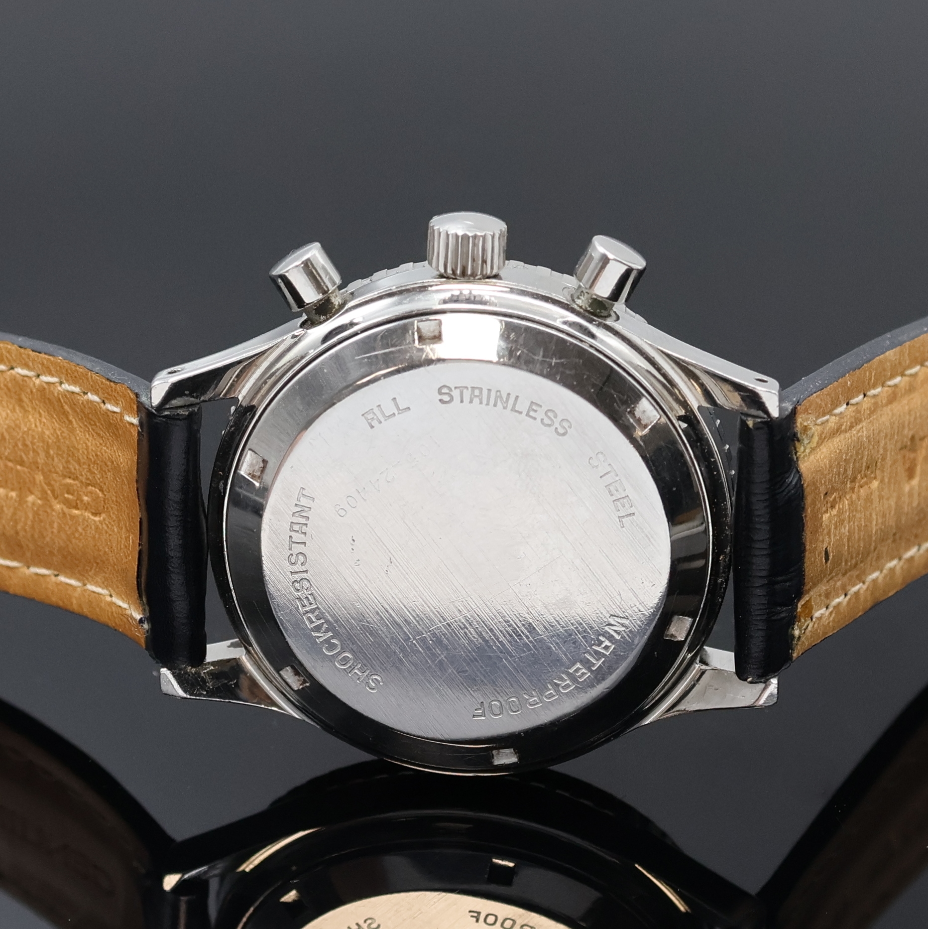 Detail c: CROTON Chronomaster Aviator Sea Diver Armbandchronograph in Stahl, Schweiz 1960er Jahre, Handaufzug, Boden verschr., Lünette m. 60er Teilung beids. ...