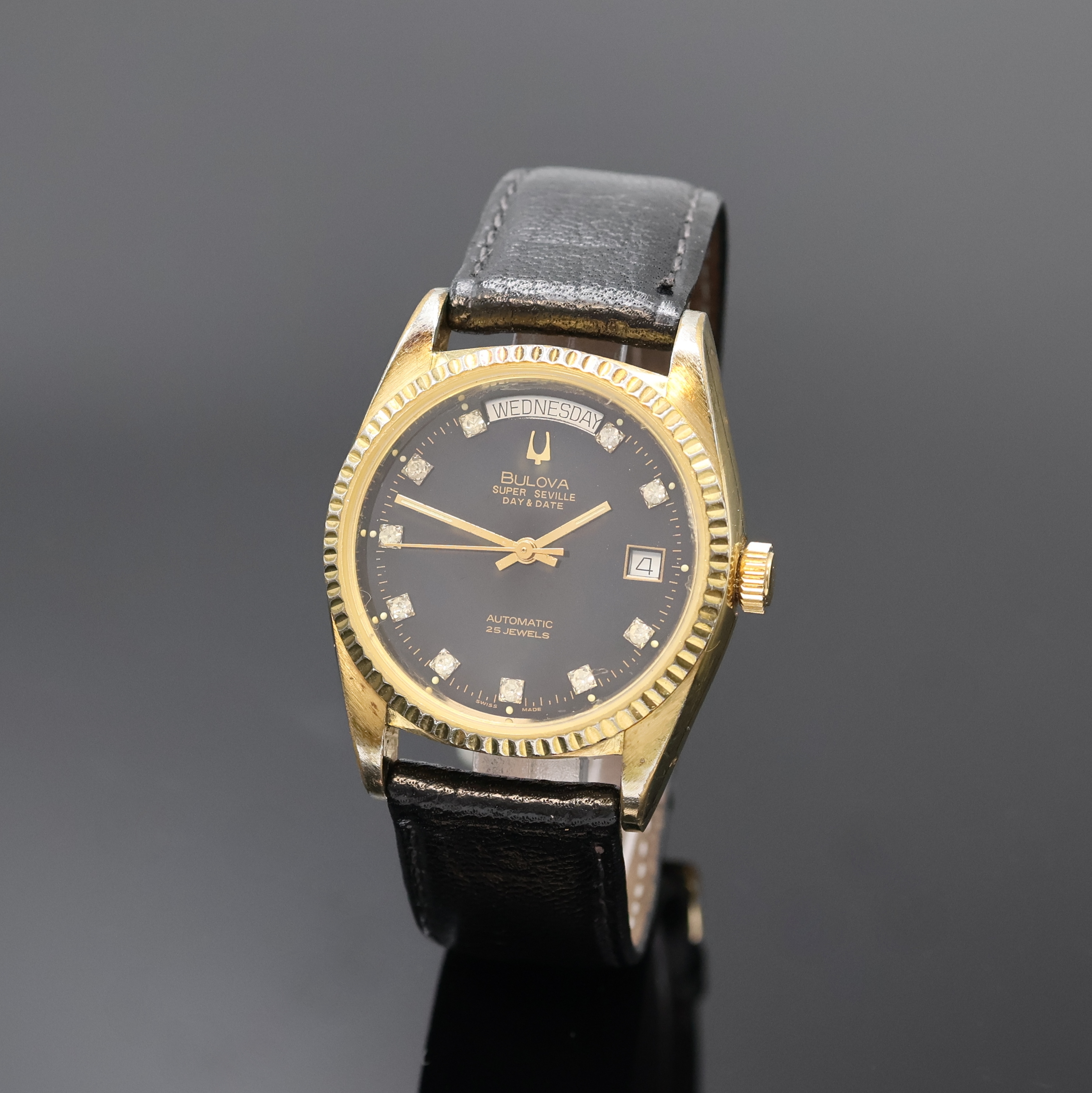 Image 27002441 - BULOVA Super Seville Day & Date Armbanduhr, Schweiz um 1990, Automatik, verg. Geh., ...