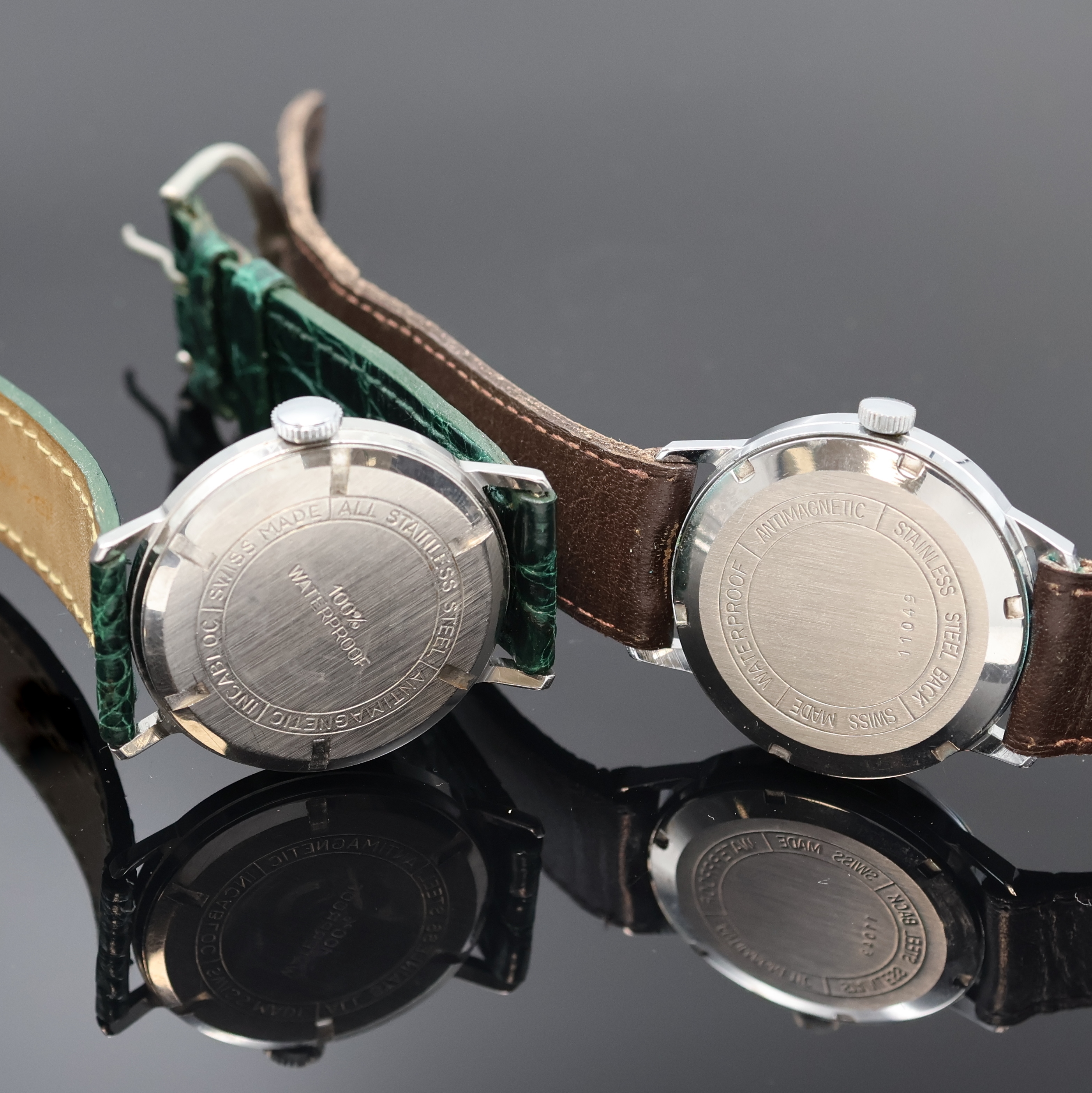 Detail f: ADRIA, ELECTION, DULFI, ESTIMA und ARCADIA 5 Armbanduhren, Schweiz um 1960, Handaufzug/Automatik, verchr./Edelstahlgeh., Böden verschr. u. gedr., ...