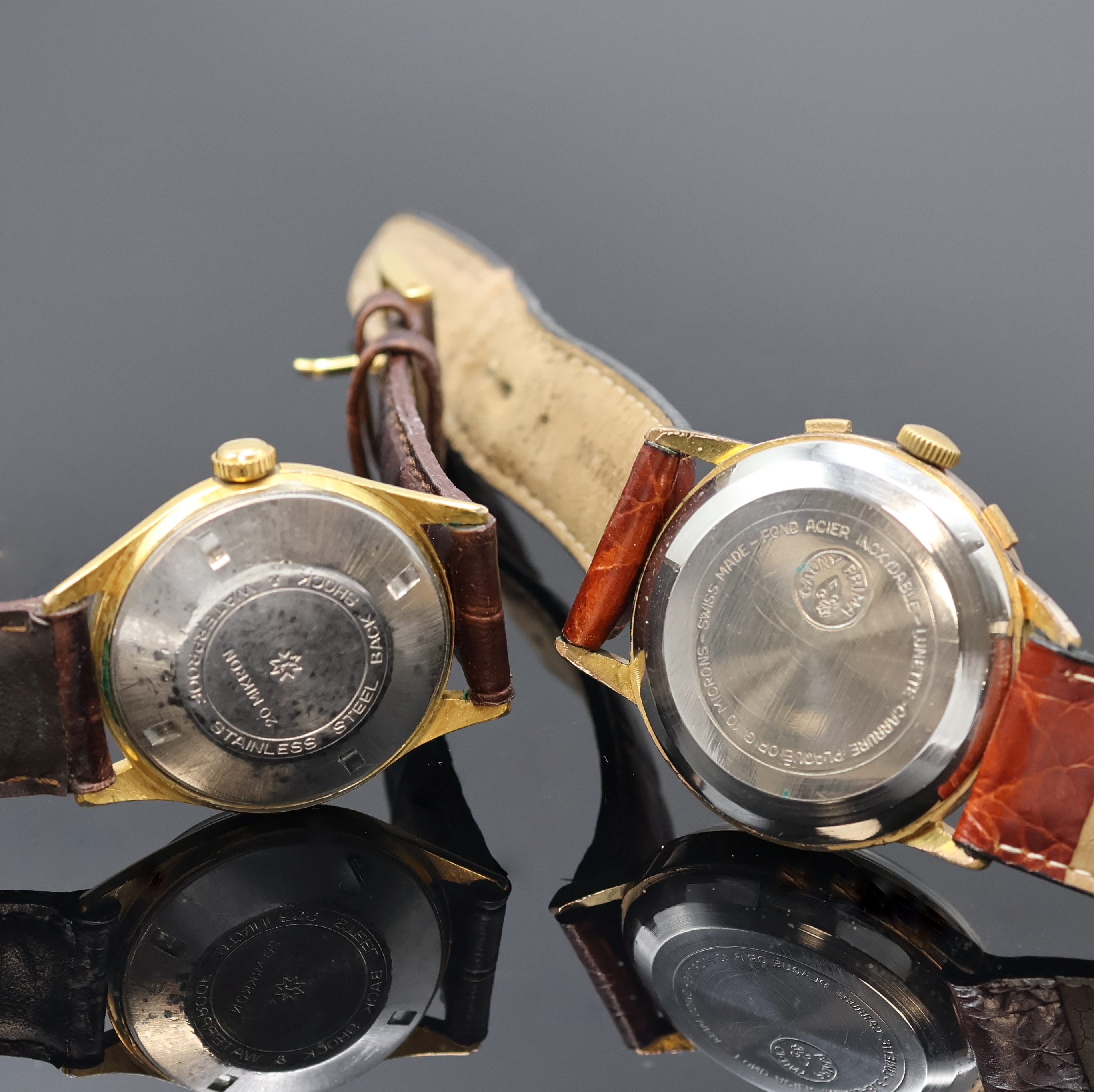 Detail f: JUNGHANS, CAUNY Chronograph sowie 2 weitere Armbanduhren bezeichnet W, Schweiz 1950er/60er Jahre, Handaufzug, 3x verg. Gehäuse, 1x GG 585/000, ...