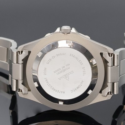 27002407d - DUGENA Poseidon Armbanduhr in Stahl, Schweiz 1980er Jahre, Automatik, Boden u. Krone ...