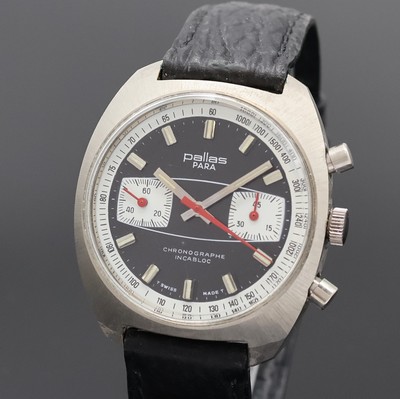 27002422a - PALLAS Para verchromter Armbandchronograph, Schweiz um 1975, Handaufzug, Stahlboden ...