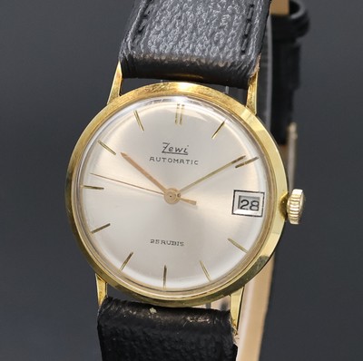 27002442a - ZEWI Armbanduhr in GG 585/000, Schweiz um 1965, Automatik, Boden aufgedr., silb. ...