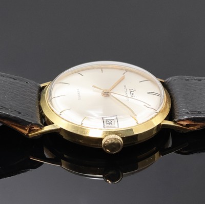 27002442b - ZEWI Armbanduhr in GG 585/000, Schweiz um 1965, Automatik, Boden aufgedr., silb. ...