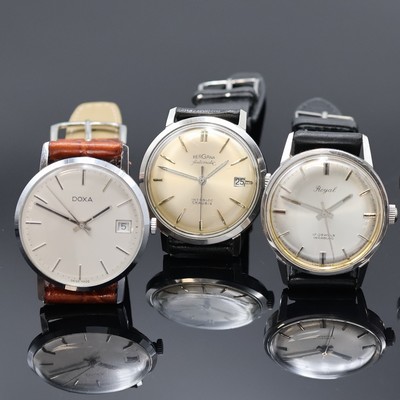 27002445a - ROYCE, BERGANA, ROYAL, DOXA und ERNEST BOREL 5 Armbanduhren, Schweiz um 1960-2000, ...