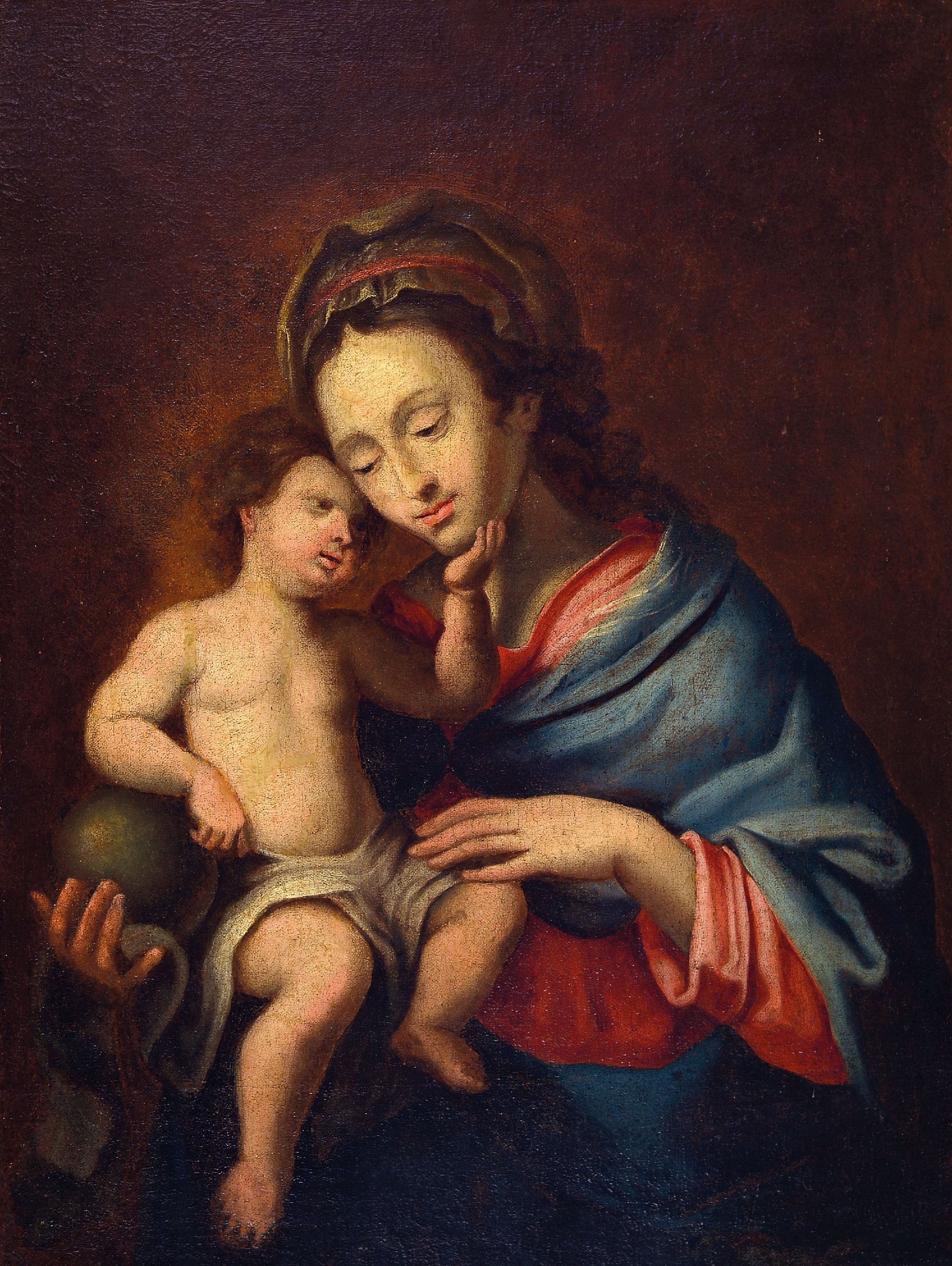 Image 27002679 - Unbekannter Meister, um 1780-1820, Maria mit dem Christuskind, Öl/Lwd, rest., doubl., ...