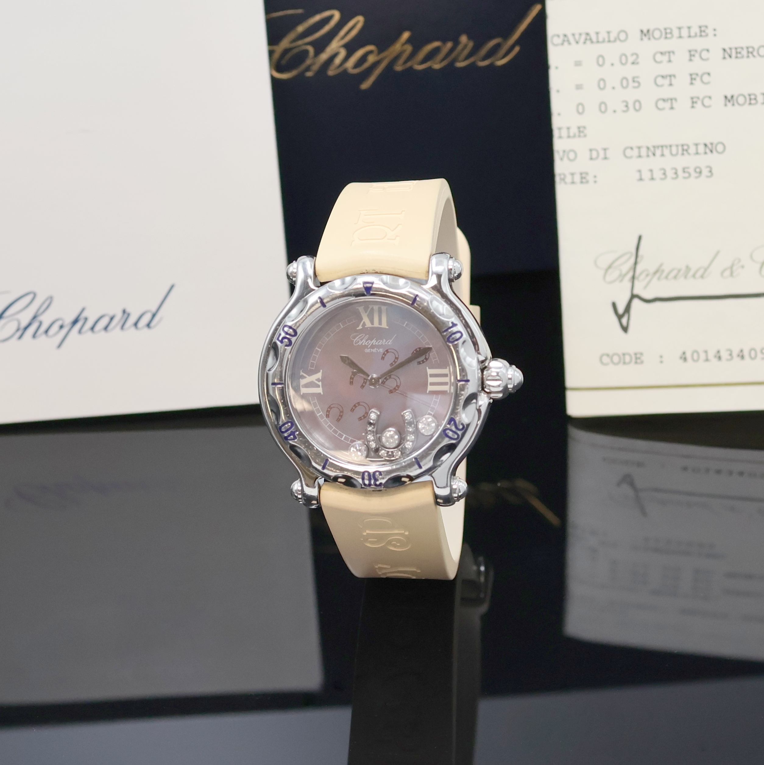 Image 27002691 - CHOPARD Damenarmbanduhr Serie Happy Sport Modell Happy Horseshoe Referenz 8347, quarz, ...
