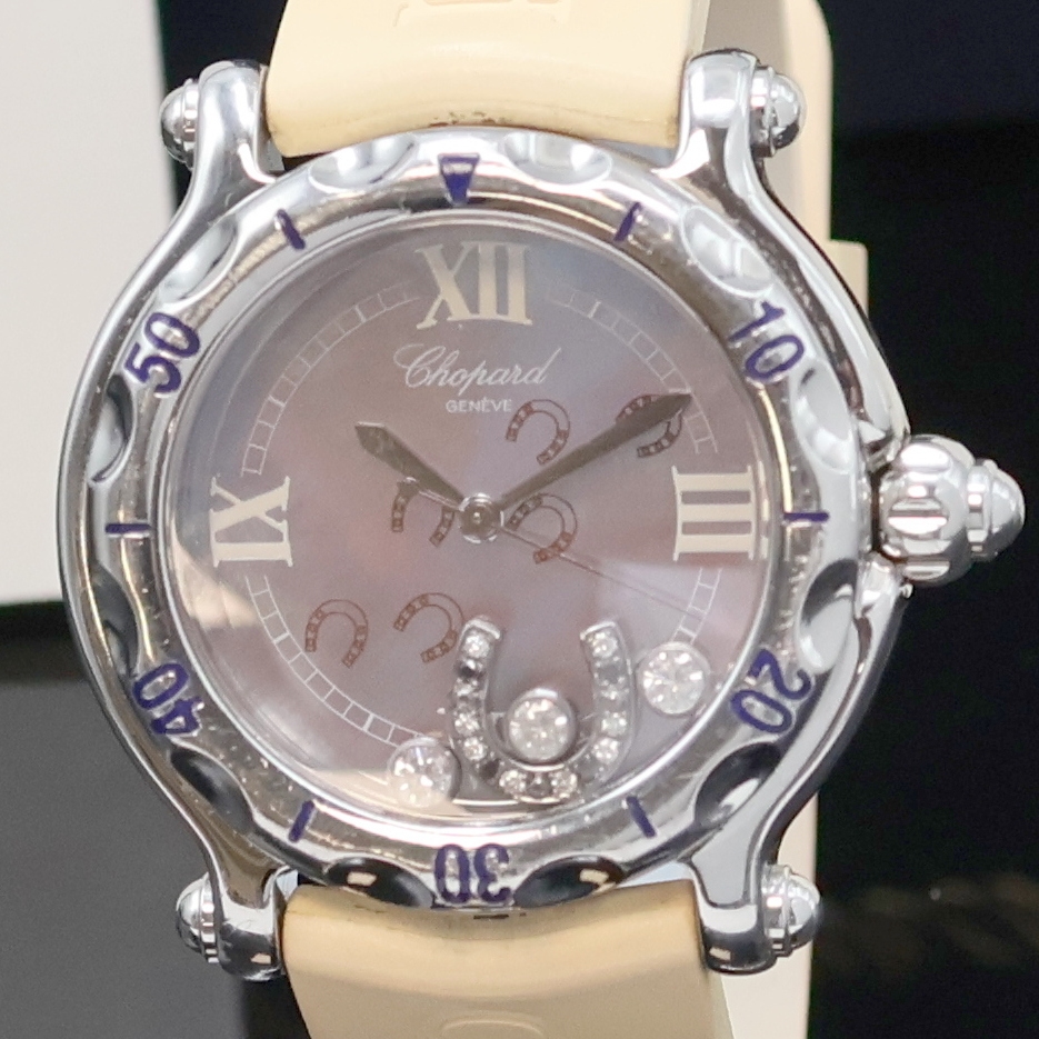 Detail a: CHOPARD Damenarmbanduhr Serie Happy Sport Modell Happy Horseshoe Referenz 8347, quarz, Edelstahlgeh. inkl. orig. Kautschukband m. orig. Dornschl., ...