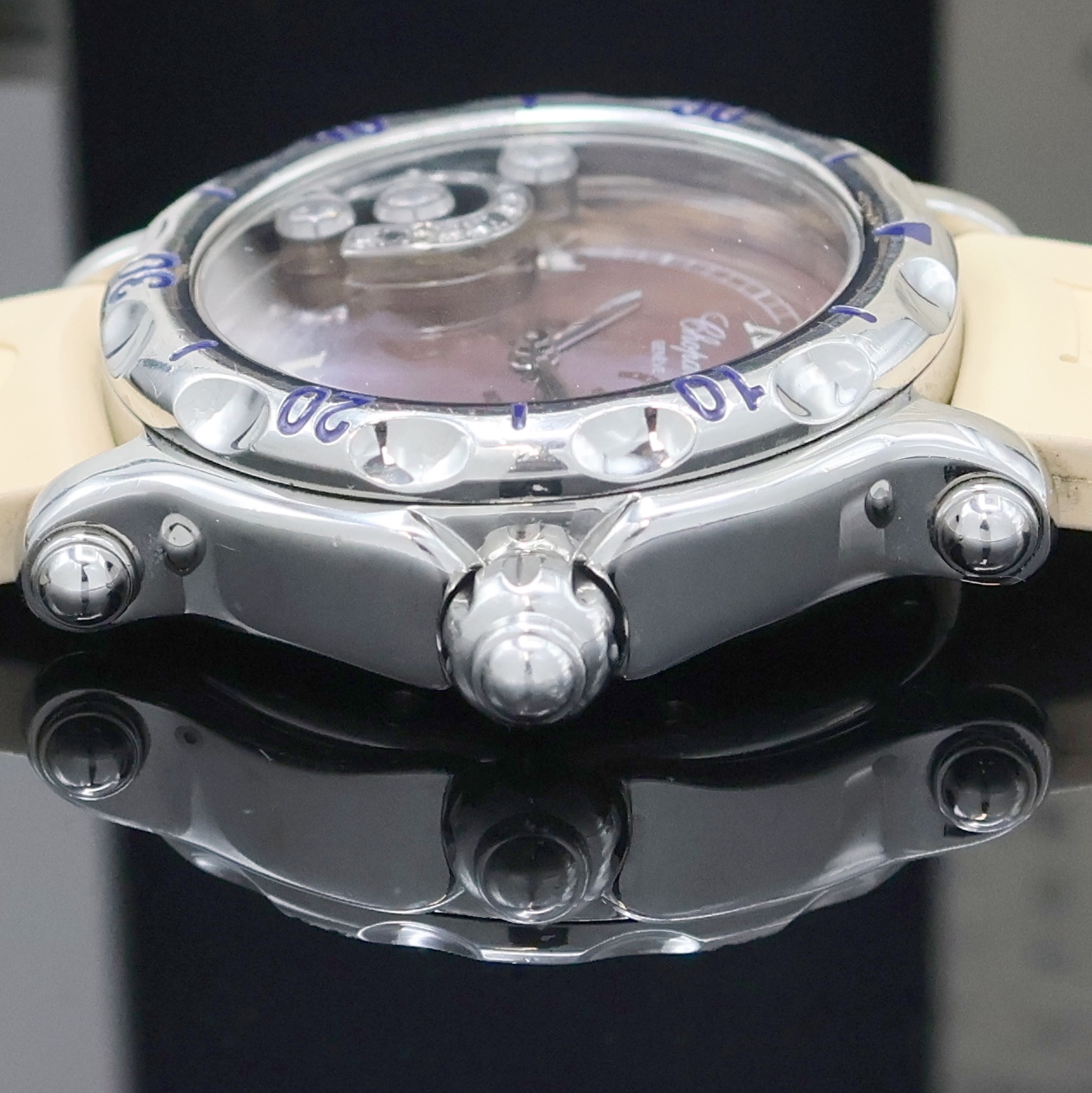 Detail d: CHOPARD Damenarmbanduhr Serie Happy Sport Modell Happy Horseshoe Referenz 8347, quarz, Edelstahlgeh. inkl. orig. Kautschukband m. orig. Dornschl., ...