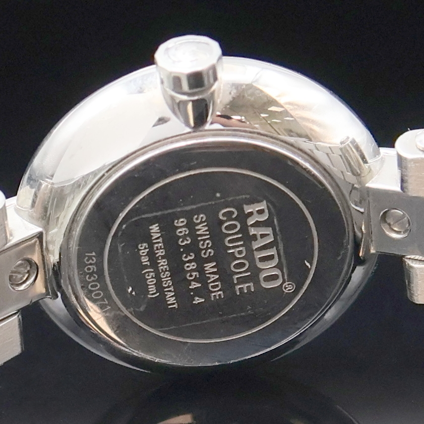 Detail e: RADO Damenarmbanduhr Coupole Classic Diamonds Referenz 01.963.3854.4.093, Schweiz um 2018, quarz, Edelstahlgeh. inkl. orig. Gliederband m. dopp. ...