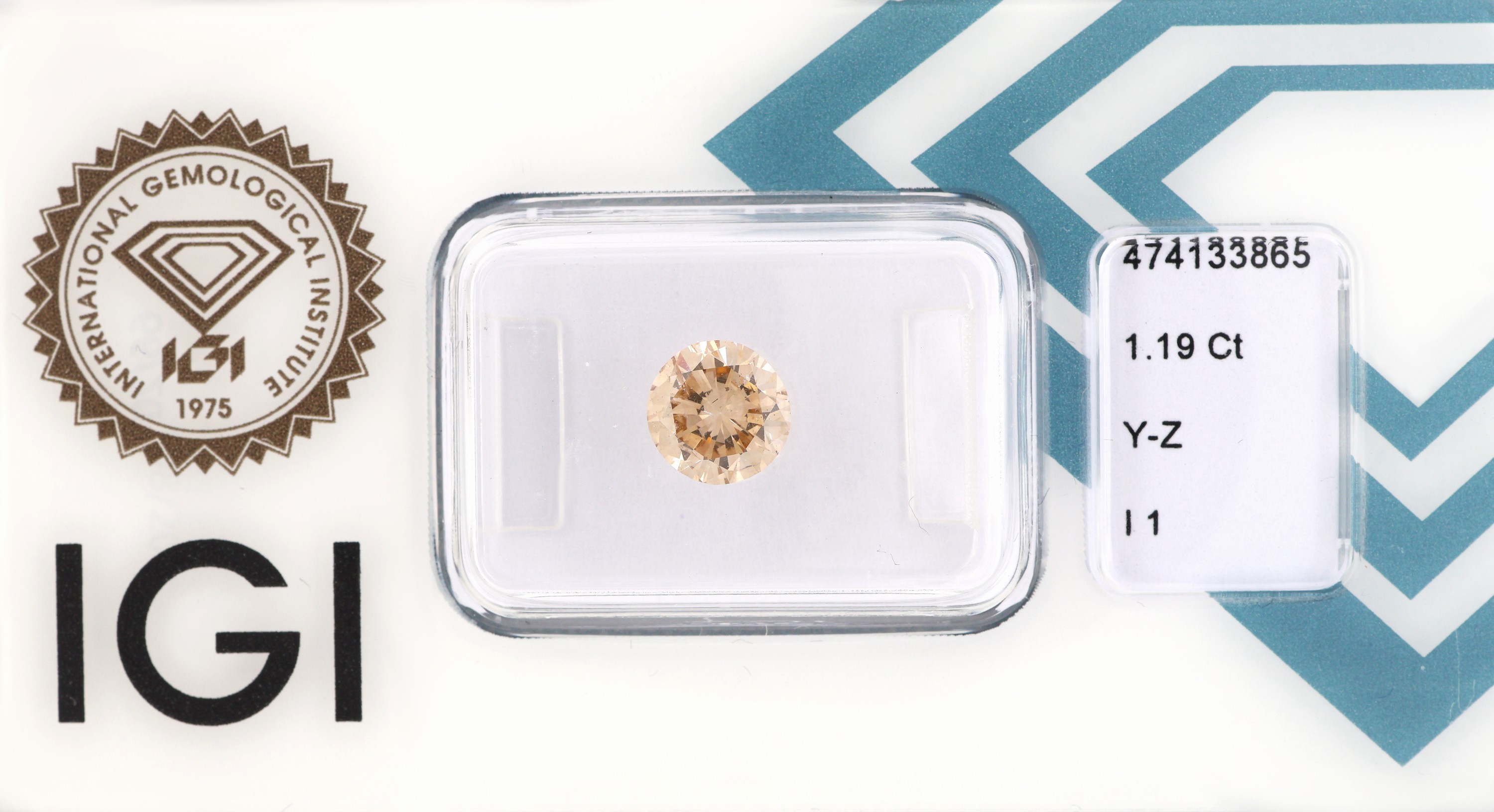 Image 27003236 - Loser Brillant 1.19 ct light brown (Y-Z)/p1, verschweißt, Polish und Symmetry good, ...