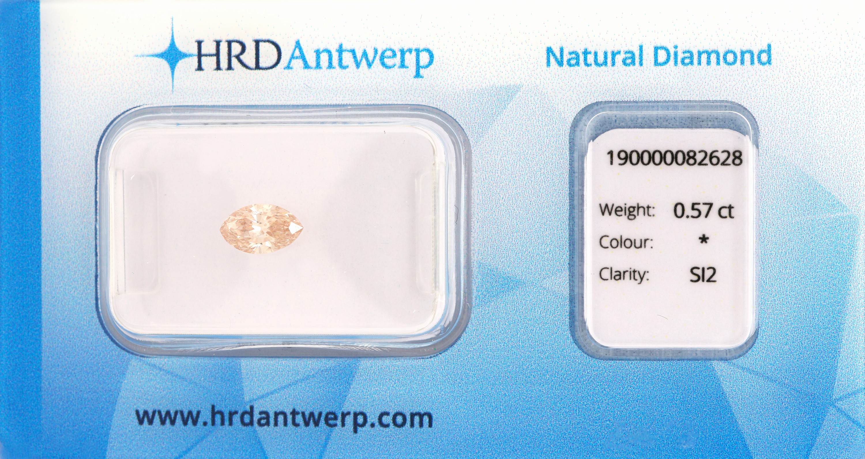 Lose Diamant-Navette 0.57 ct natural fancy pinkish brown/si2, Polish und Symmetry very good, verschweißt, HRD Zertifikat