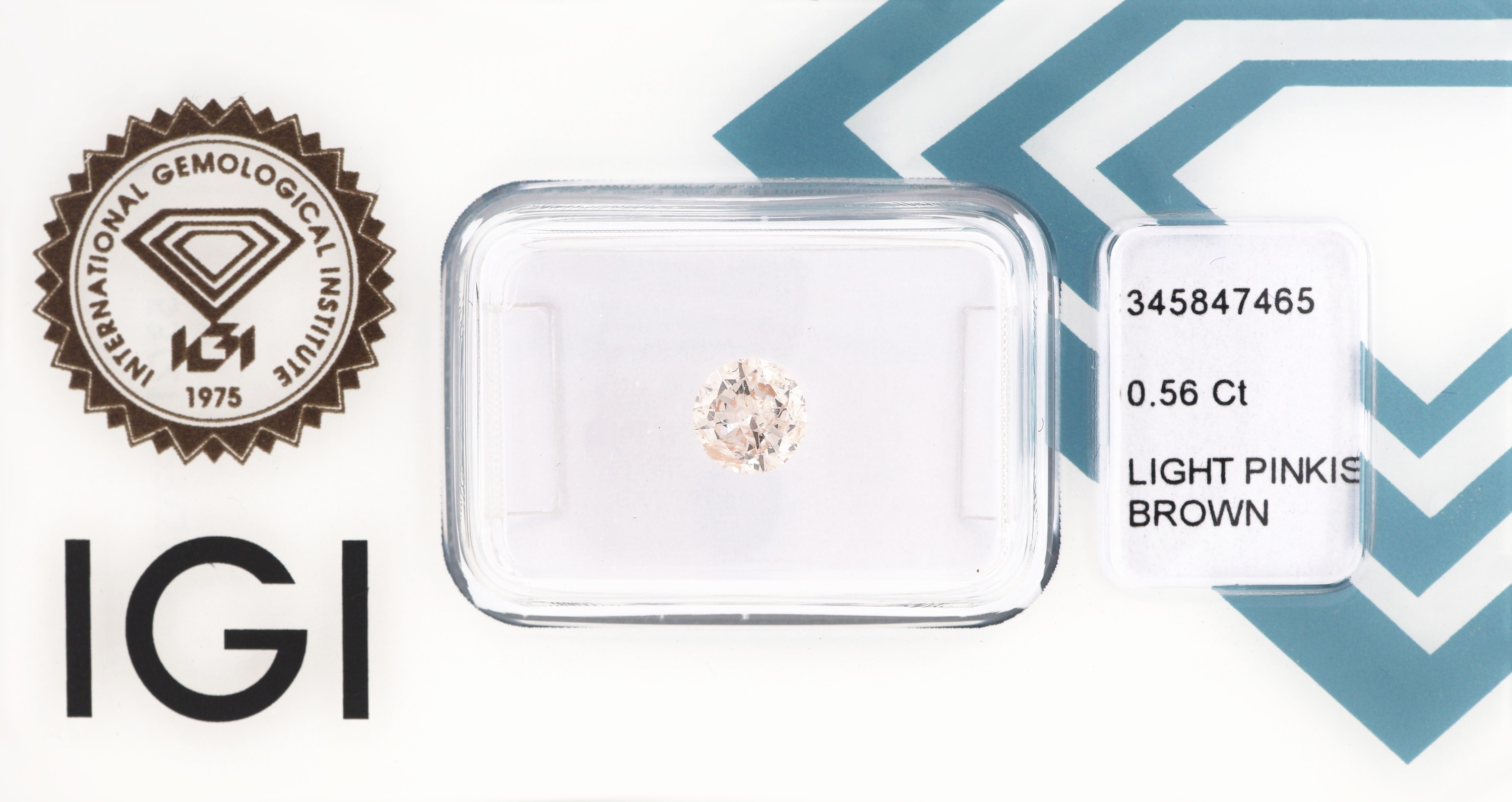 Loser Brillant 0.56 ct light pinkish brown, Fluorescence strong, verschweißt, IGI Zertifikat