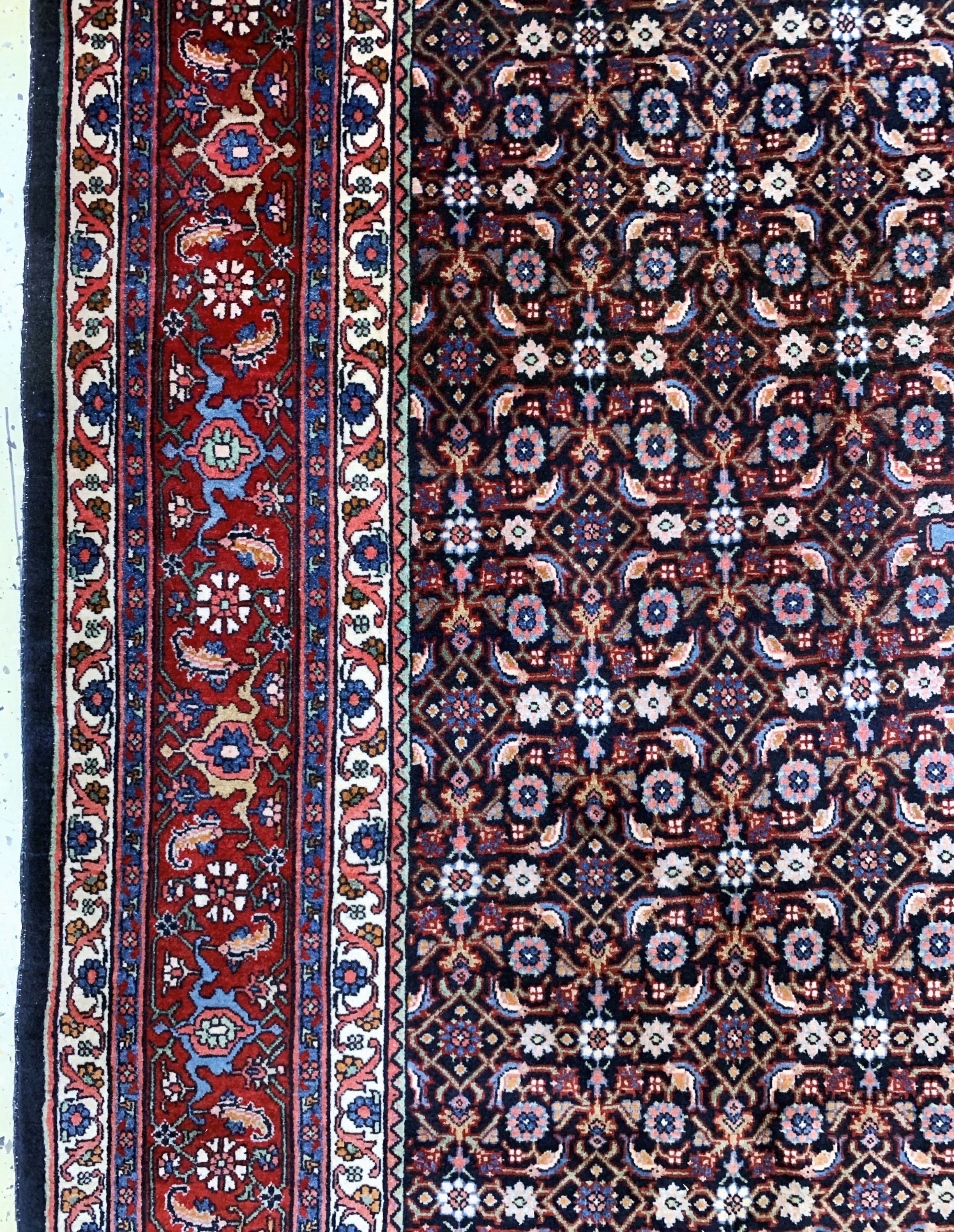 Detail d: Bidjar fein alt, Persien, Mitte 20.Jhd, Korkwolle auf Baumwolle, ca. 330 x 222 cm, EHZ: 2